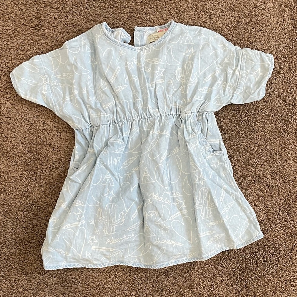 Zara light blue print dress